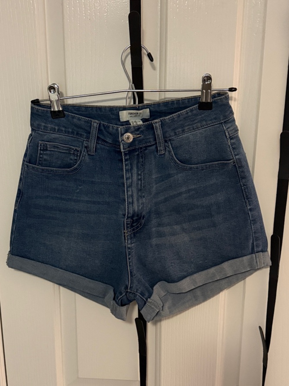 Forever 21 Medium Blue High-Rise Denim Shorts